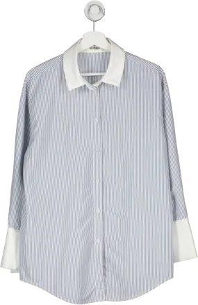 4th & Reckless Blue Relaxed Stripped Shirt UK 12