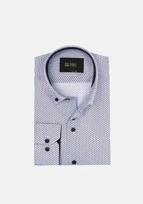 6th Sense Regular Fit Print Shirt, Light Blue 14