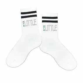 Alpha Gamma Delta Sorority Socks for your Big and Little with Greek Letters on Striped Cotton Crew Socks