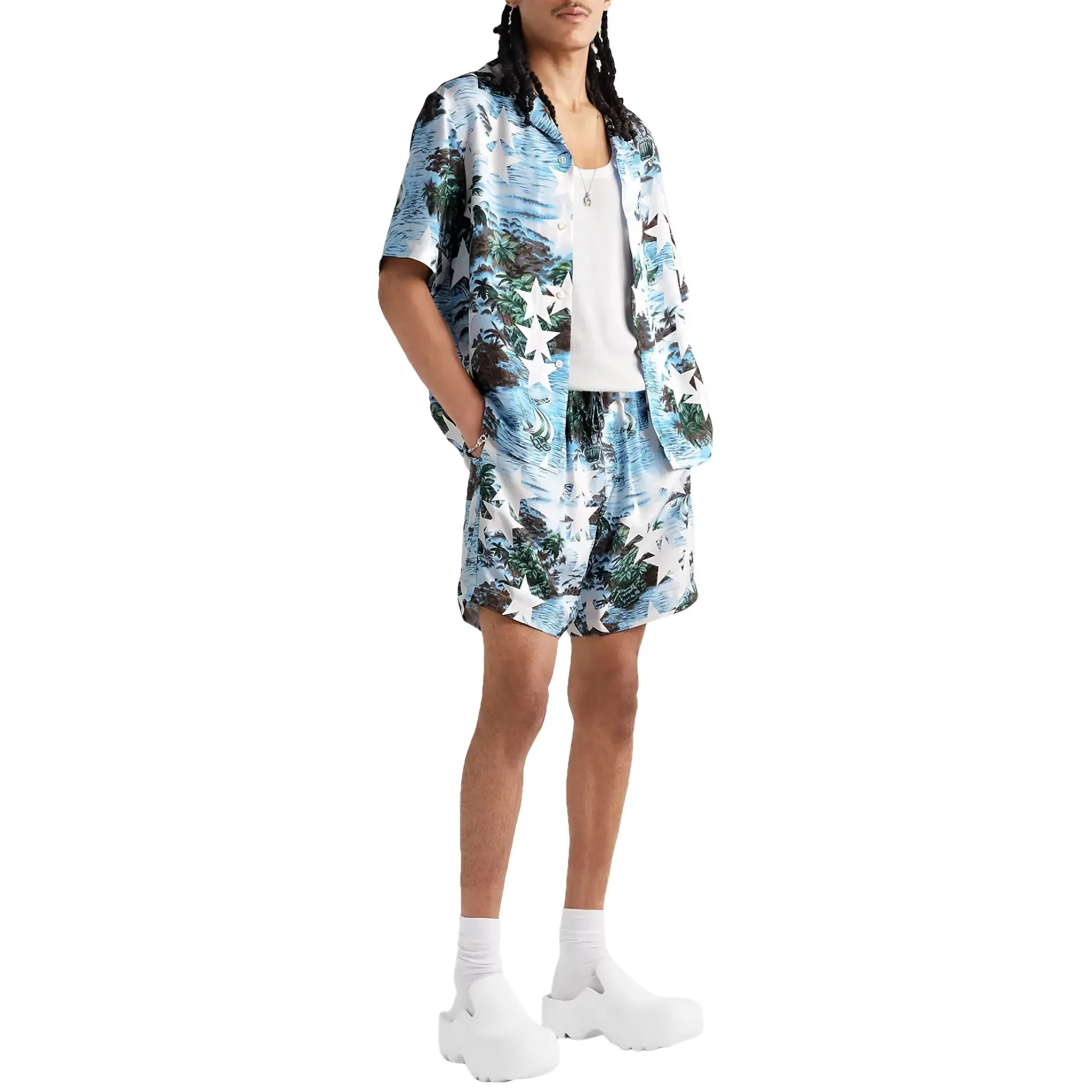 Amiri Tropical Star Blue Swim Shorts