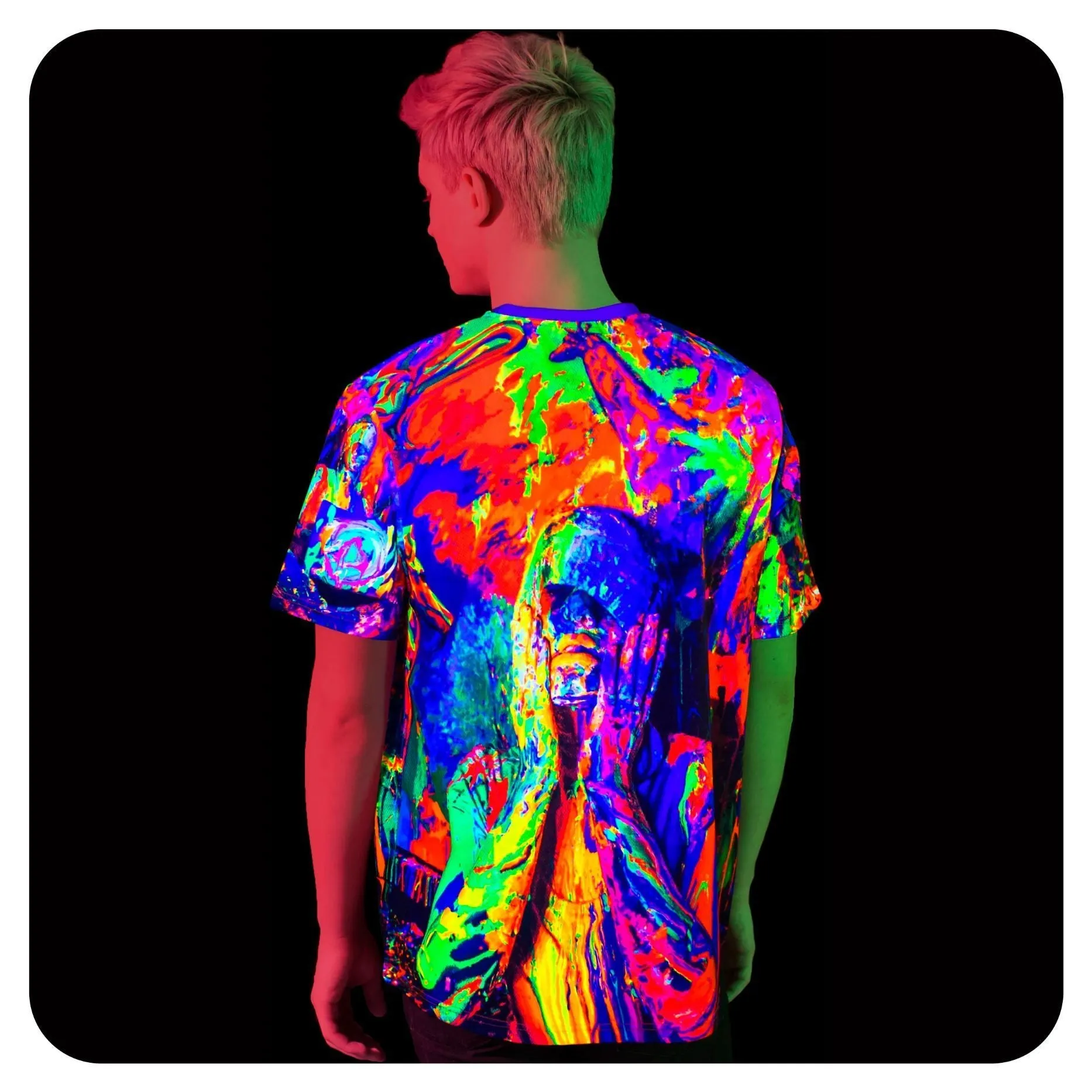 Blacklight Tshirts Glow in UV Fluorescent Crazy House