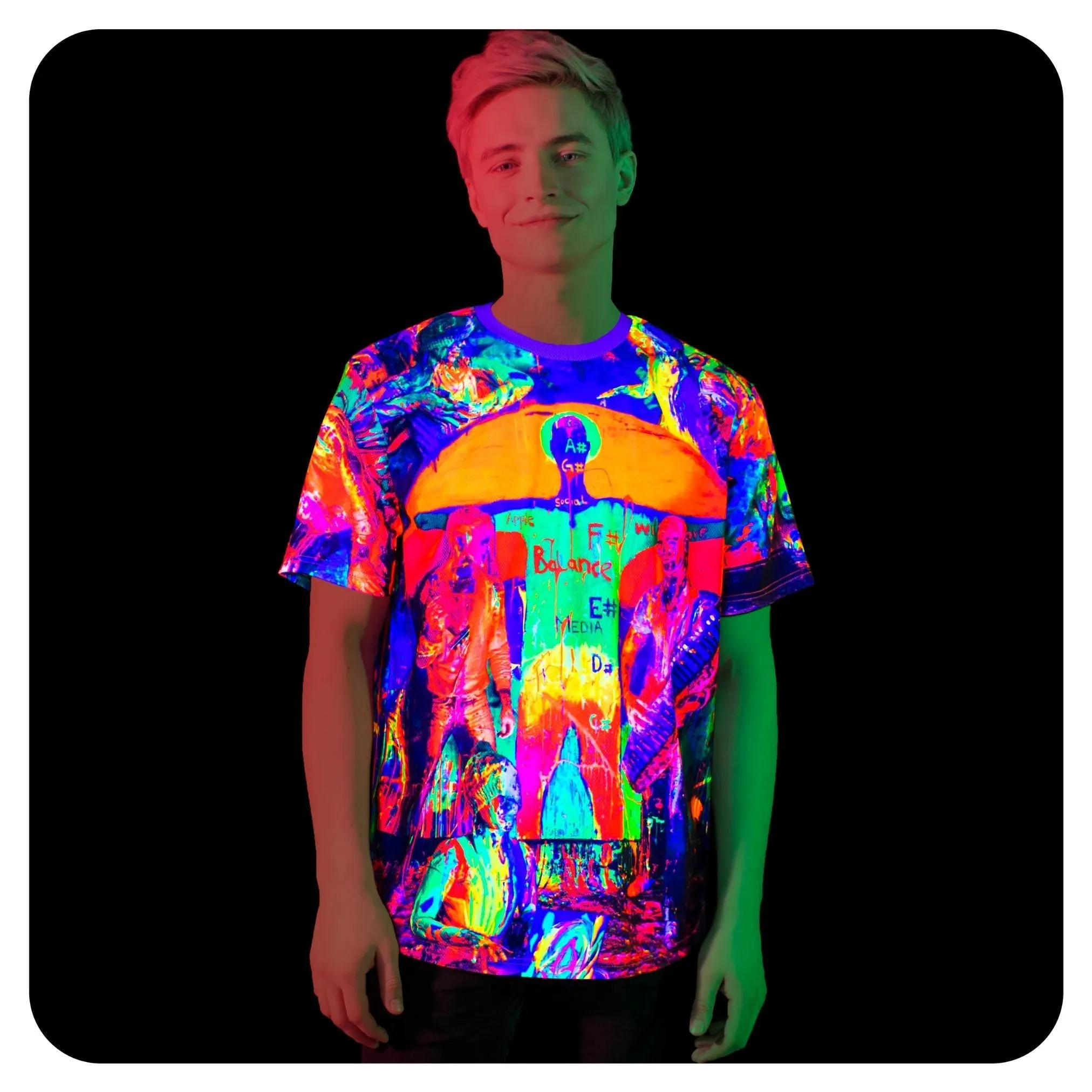 Blacklight Tshirts Glow in UV Fluorescent Crazy House