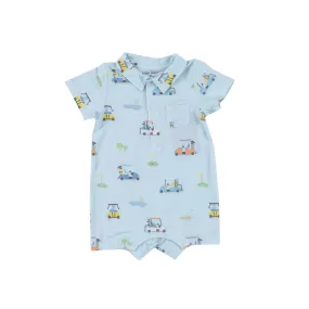 Blue Golf Carts Polo Shortie Romper by Angel Dear