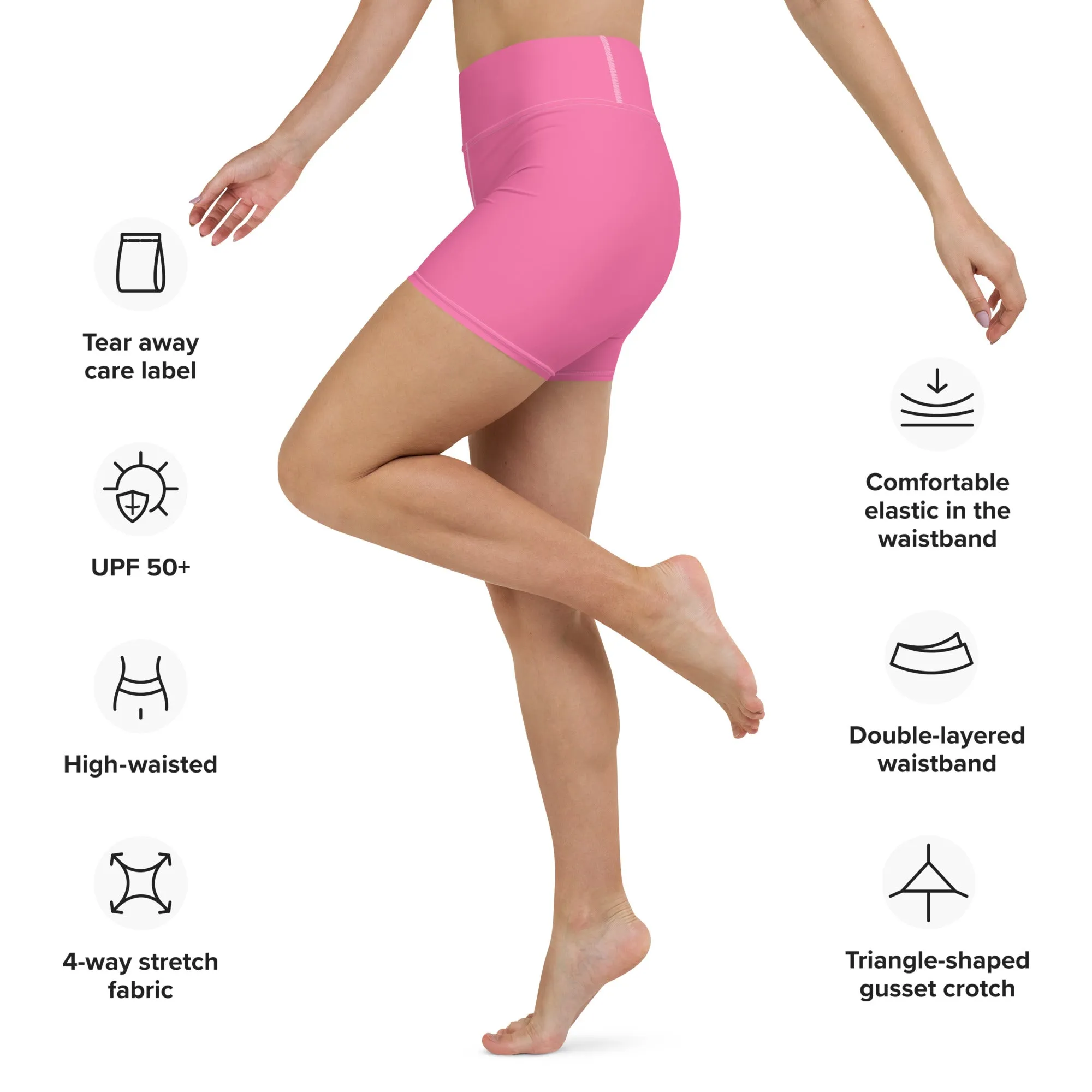 Bright Pink High Waist Yoga Shorts