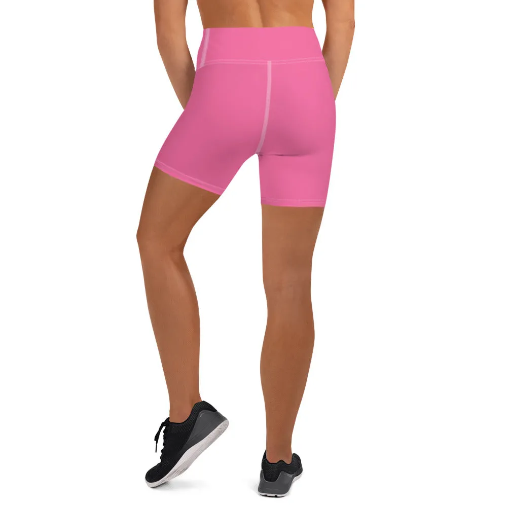 Bright Pink High Waist Yoga Shorts