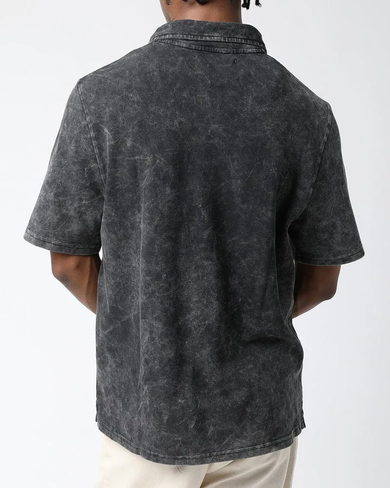 Corridor ACID WASH SS POLO - BLACK