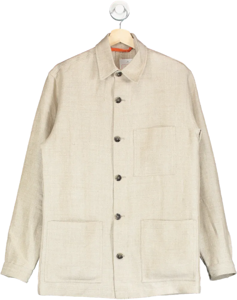 Flax London Beige Linen Shacket UK M