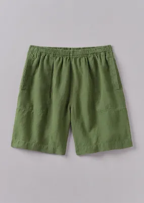 Garment Dyed Linen Drawstring Shorts | Propagator Green