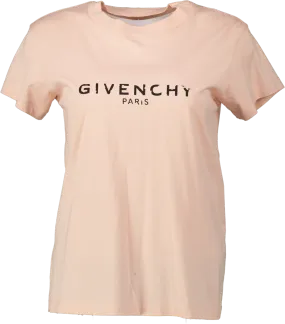 GIvenchy Pink Distressed Logo Cotton Graphic Tee UK XS