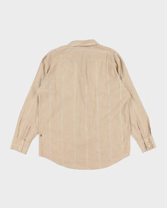 Hugo Boss Beige Patterned Striped Shirt - L