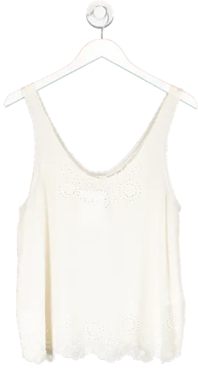 Joie Cream Embroidered Sleeveless Top UK M