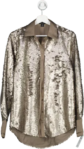 Karen Millen Metallic Sequin Woven Shirt UK 6