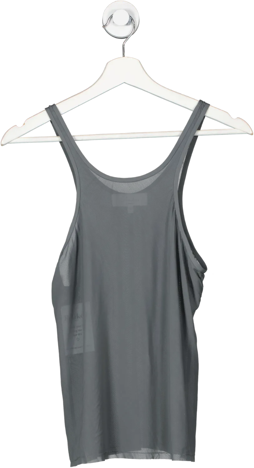 L'academie Grey Sheer Double Racer Tank UK M