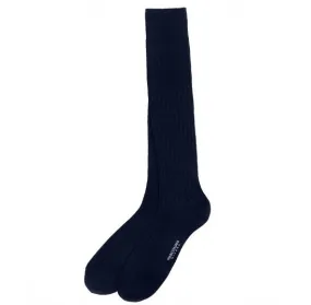 Marcoliani Navy Over Calf Merino Dress Socks