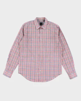 Men's Orange Boss Checked Button Up Shirt - M