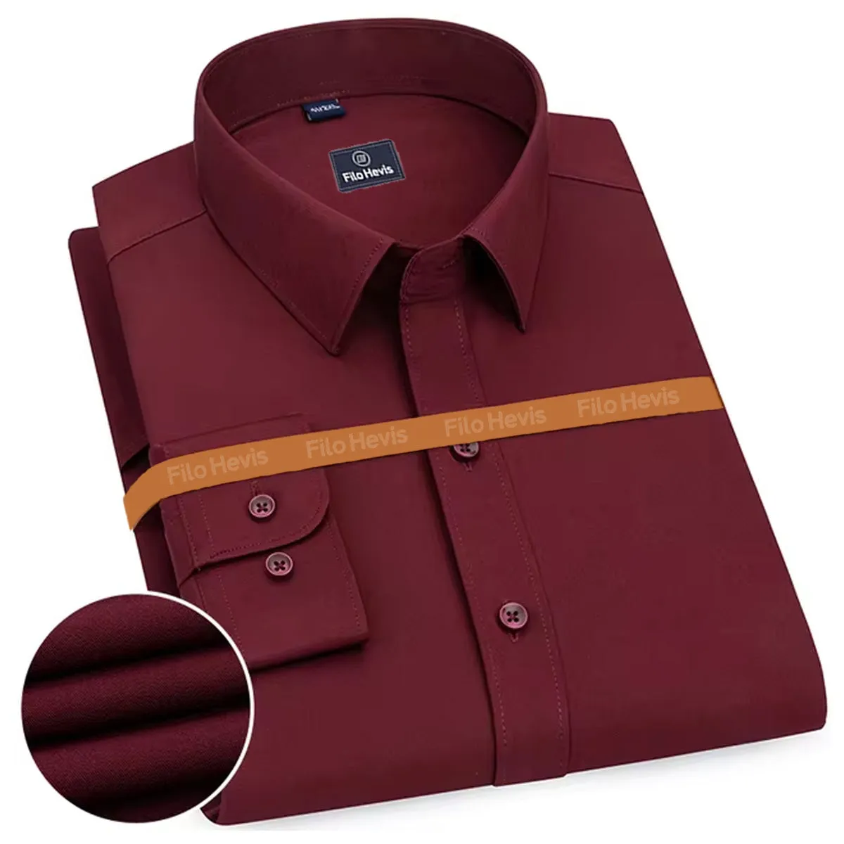 Plain Cotton Blend Solid Shirts Maroon