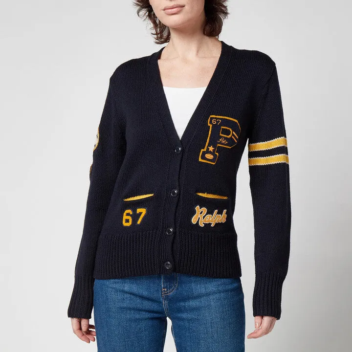 Polo Ralph Lauren Navy Blue Soft Wool Varsity Cardigan BNWT UK XXS