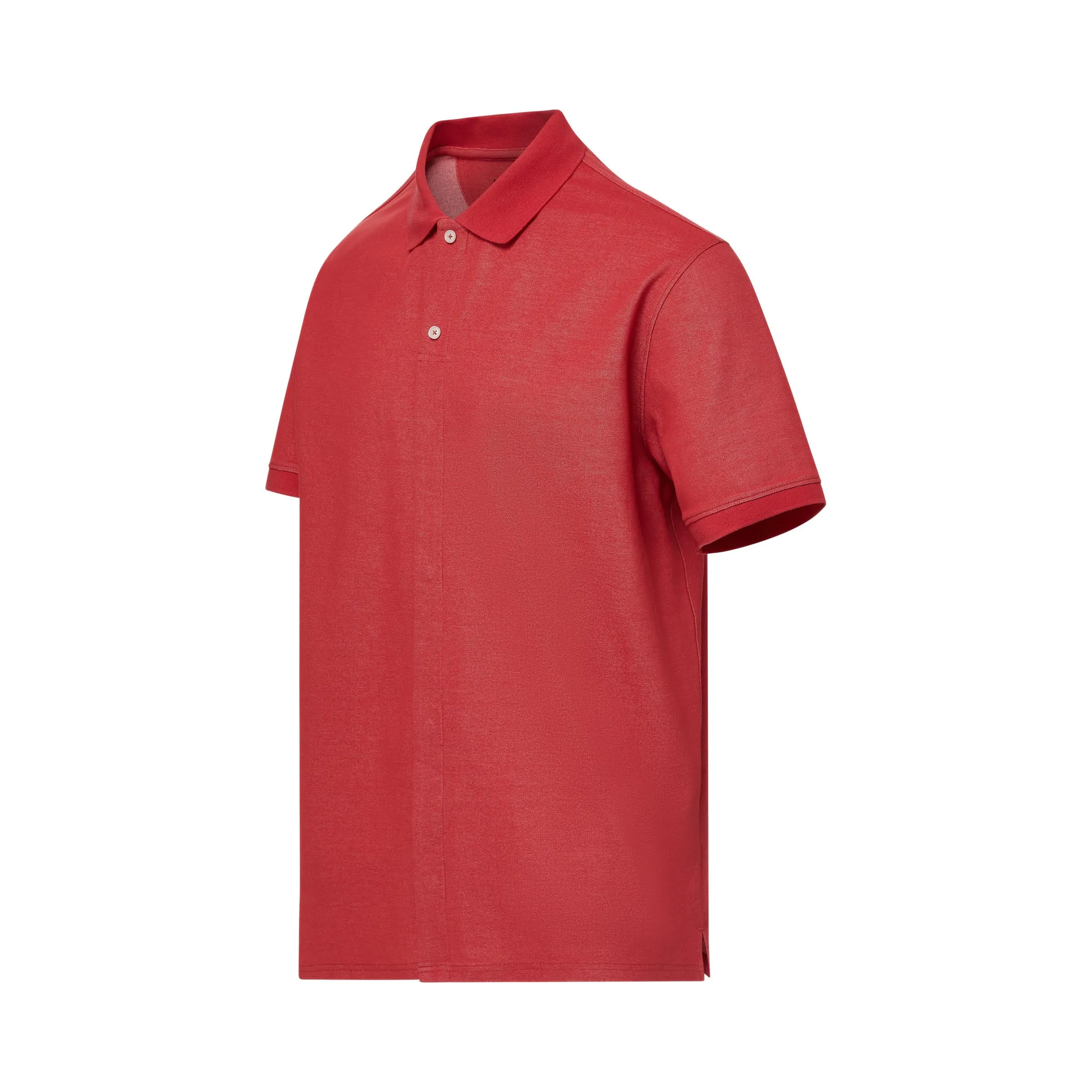 Red Heather Pique Knit Short Sleeve Polo with Magnetic Closures