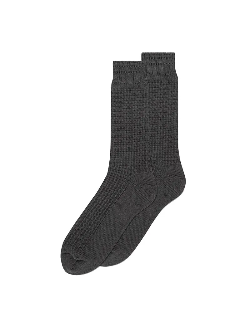 Rototo Cotton Waffle Crew Socks Dark Gray