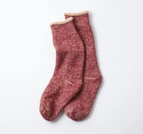 Rototo - Double Face Crew Socks - D. Red/Brown