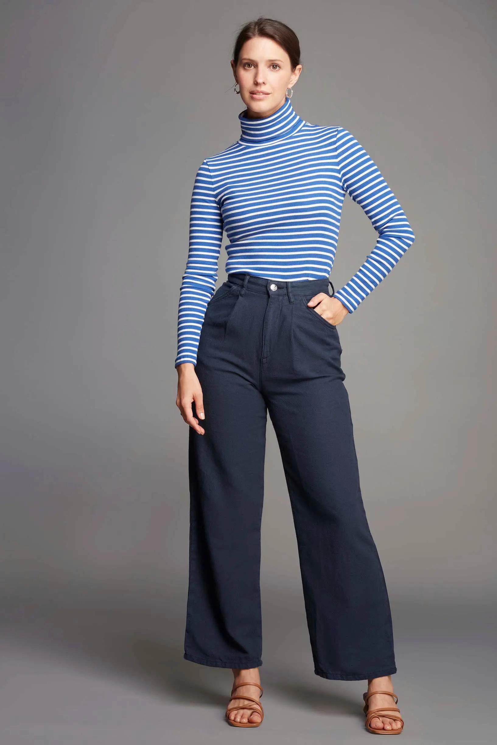 Striped Cotton Roll Neck | Multiple Colours