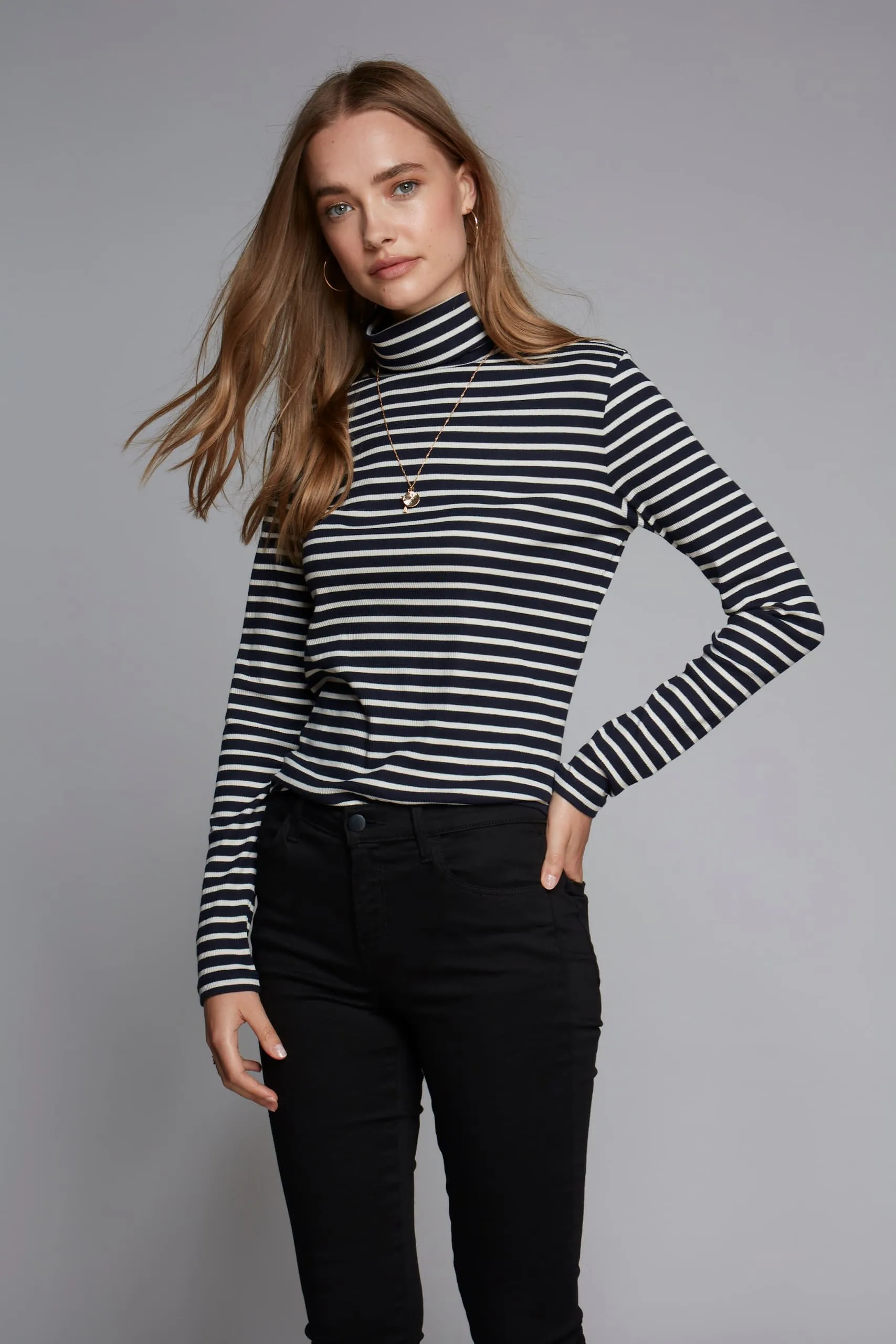 Striped Cotton Roll Neck | Multiple Colours