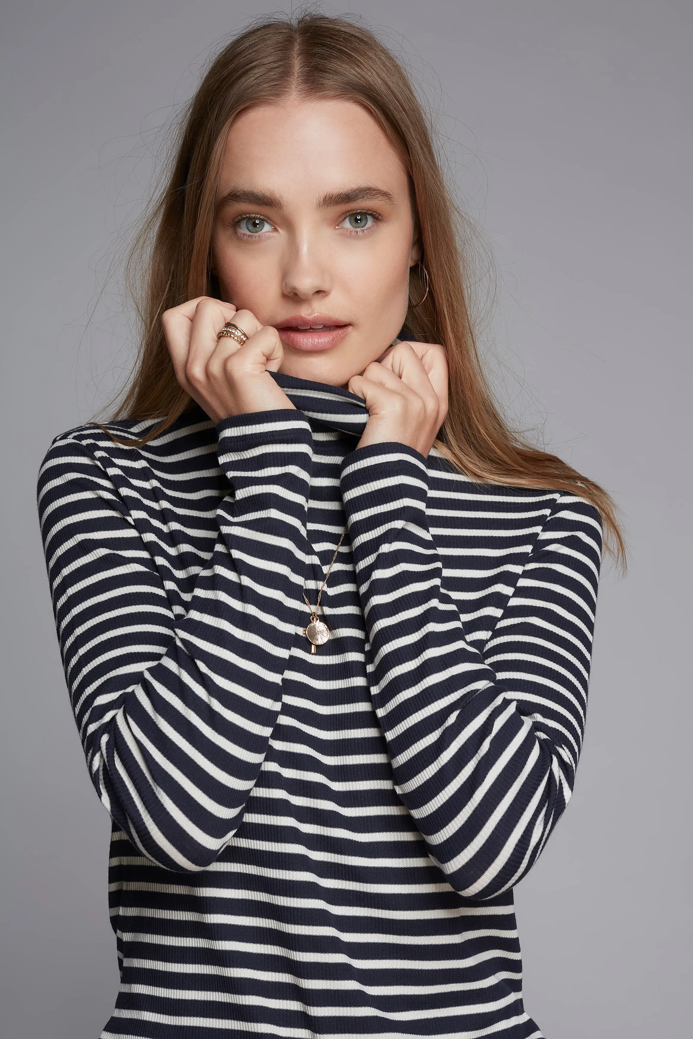 Striped Cotton Roll Neck | Multiple Colours