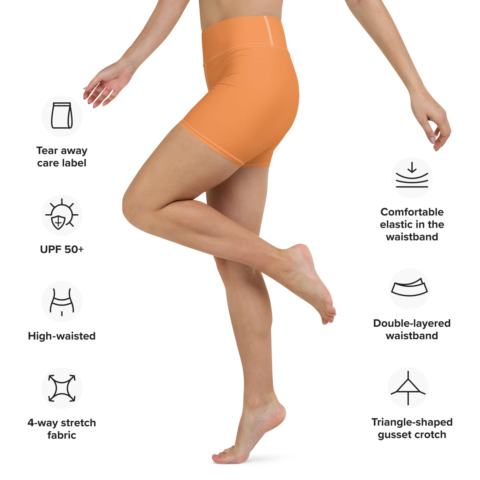 Sunset Orange High Waist Yoga Shorts