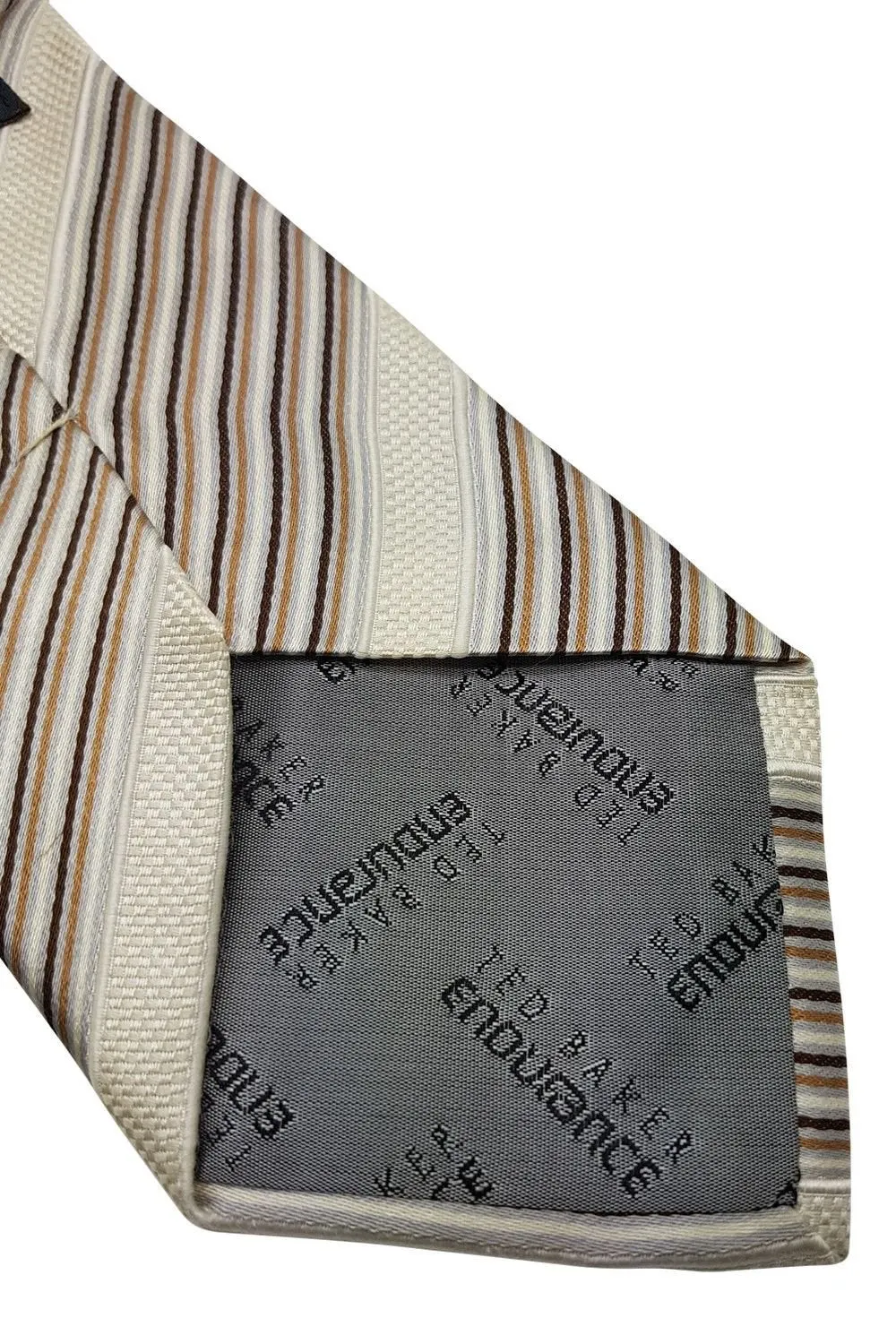 TED BAKER Endurance Cream and Brown Striped Silk Tie 61"