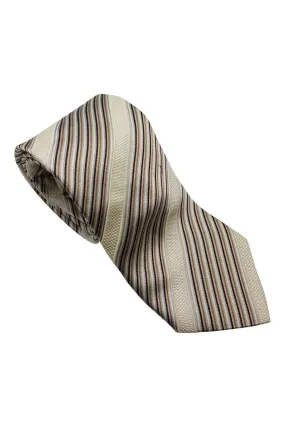 TED BAKER Endurance Cream and Brown Striped Silk Tie 61"