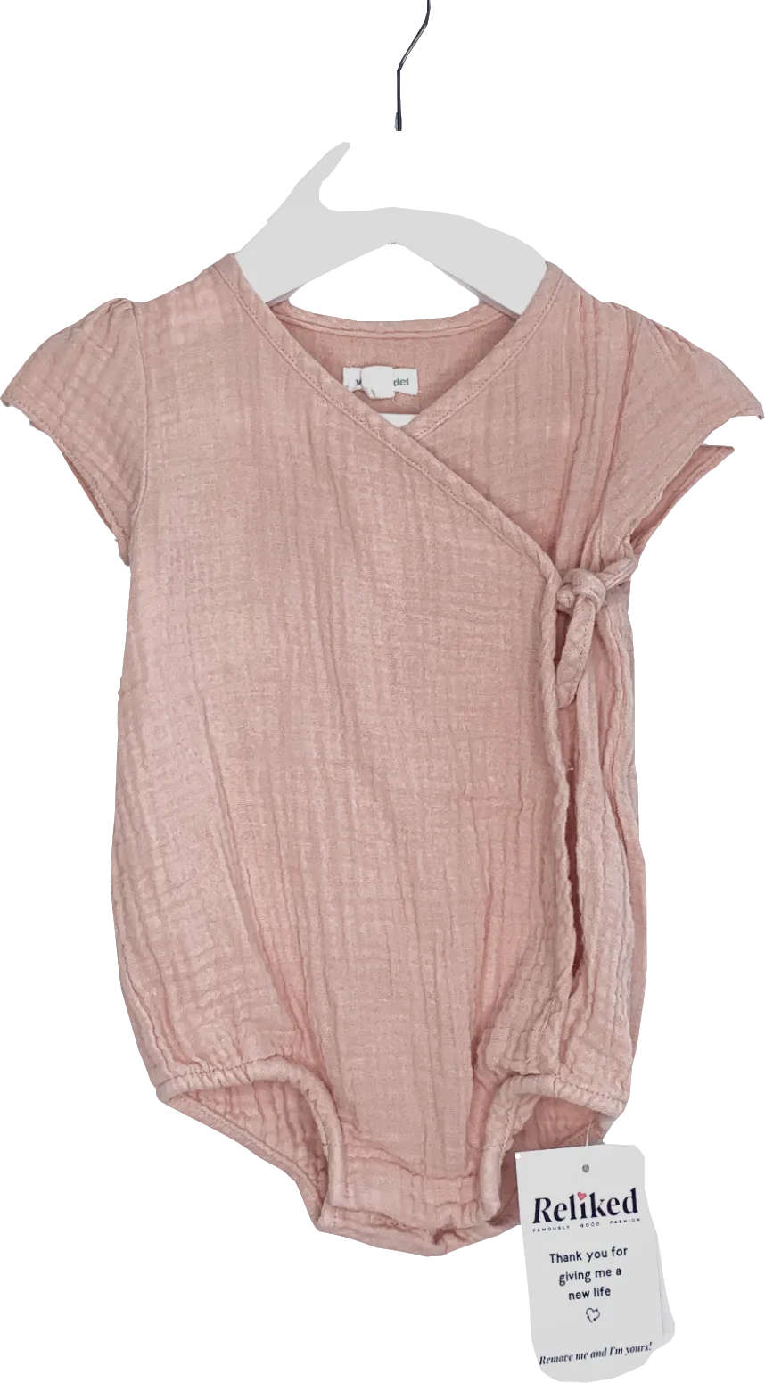 vertbaudet Pink Cotton Gauze Wrap Tie Bodysuit 3-6 Months