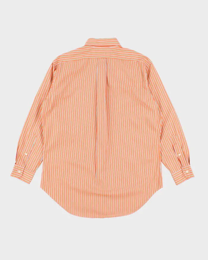 Vintage Men's Orange Ralph Lauren Stripped Shirt - M