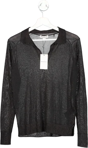 Whistles Black Sparkle Polo Top BNWT UK 6