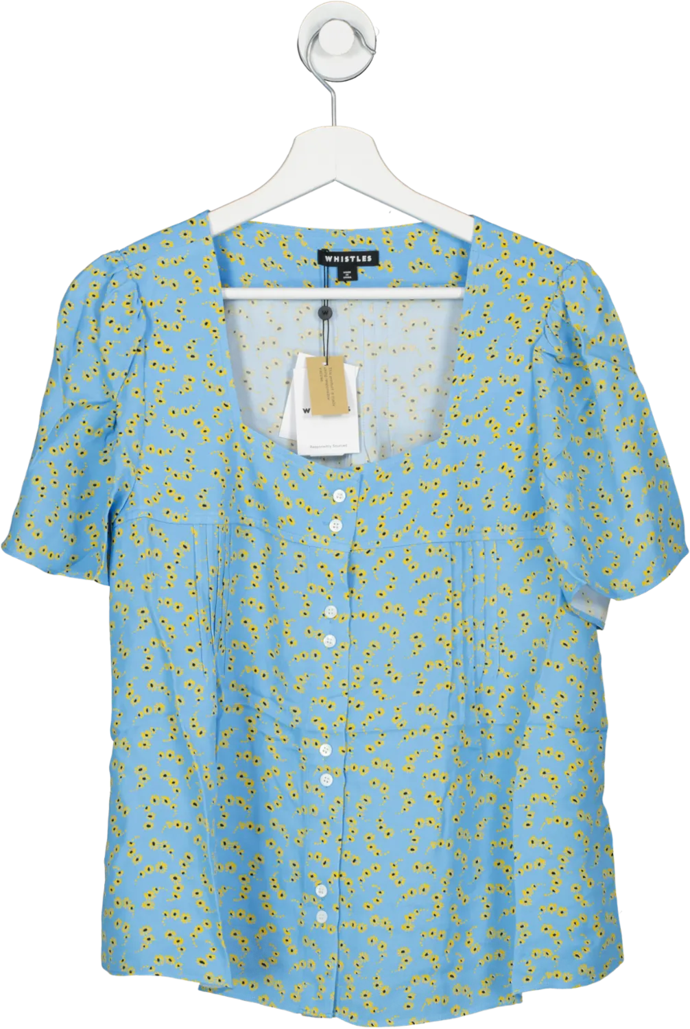 Whistles Blue Floral Square Neck Blouse Bnwt UK 10