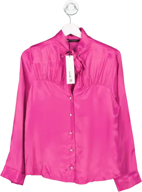 ZARA Pink Satin Blouse With Pearl Detail Buttons BNWT UK S